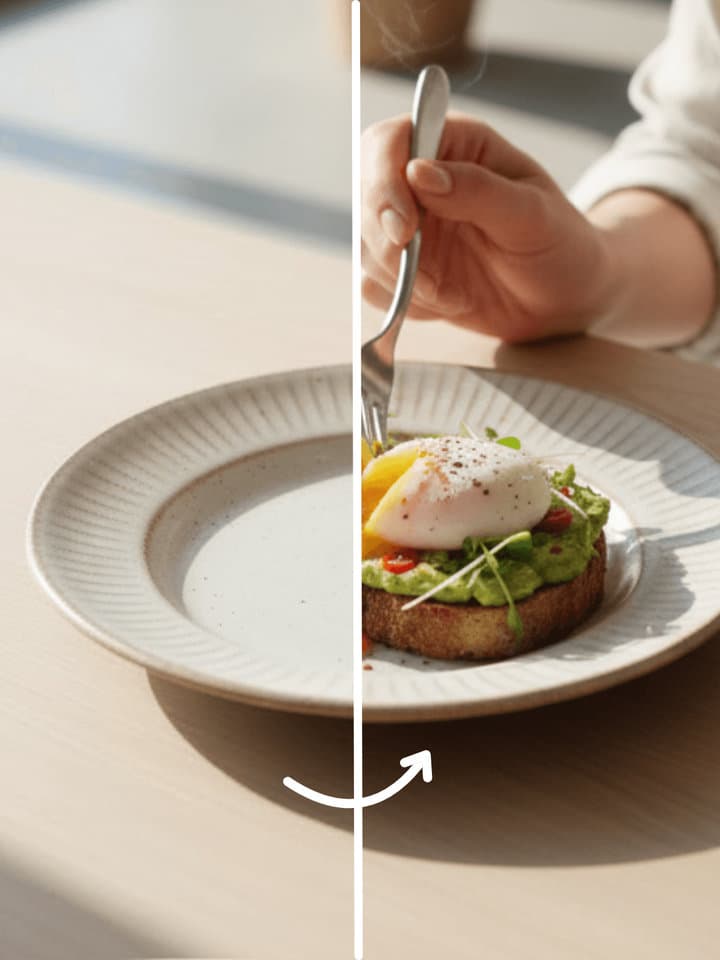 AI-generated homeware lifestyle ad example showing furniture in a real home environment